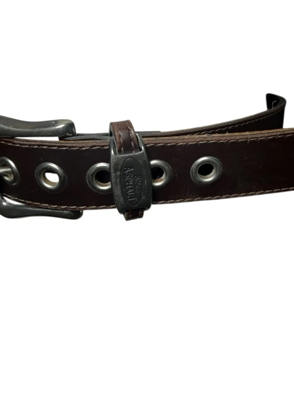 Blue Asphalt Vintage Y2K-era Brown Leather Belt with Silver Buckle Large